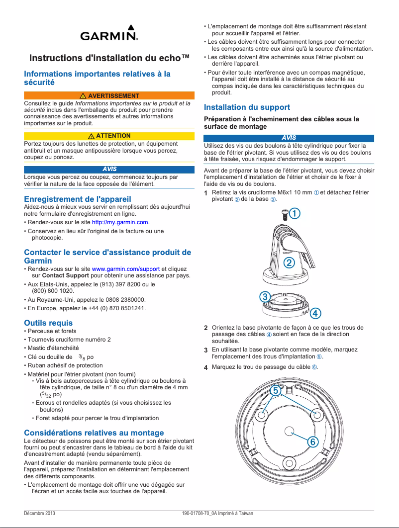 Page n°1 - Guide d'installation Garmin Echo 201