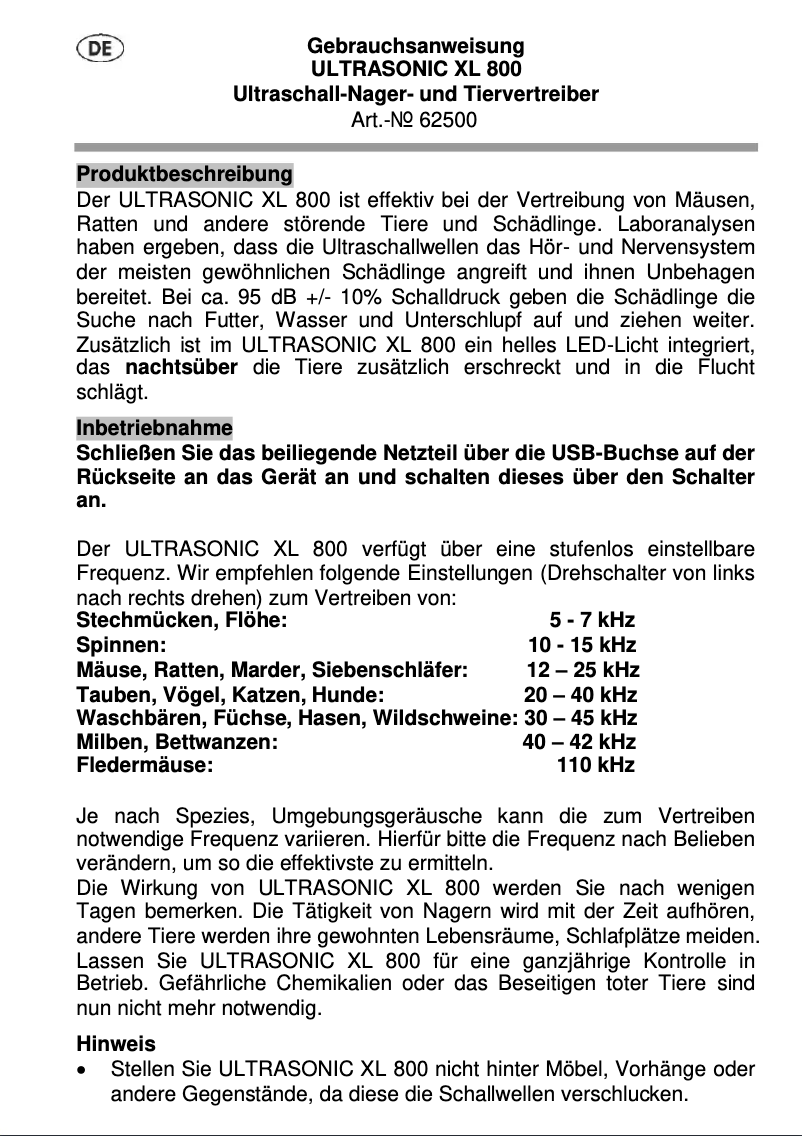 Page n°1 - Manuel utilisateur Isotronic 62500