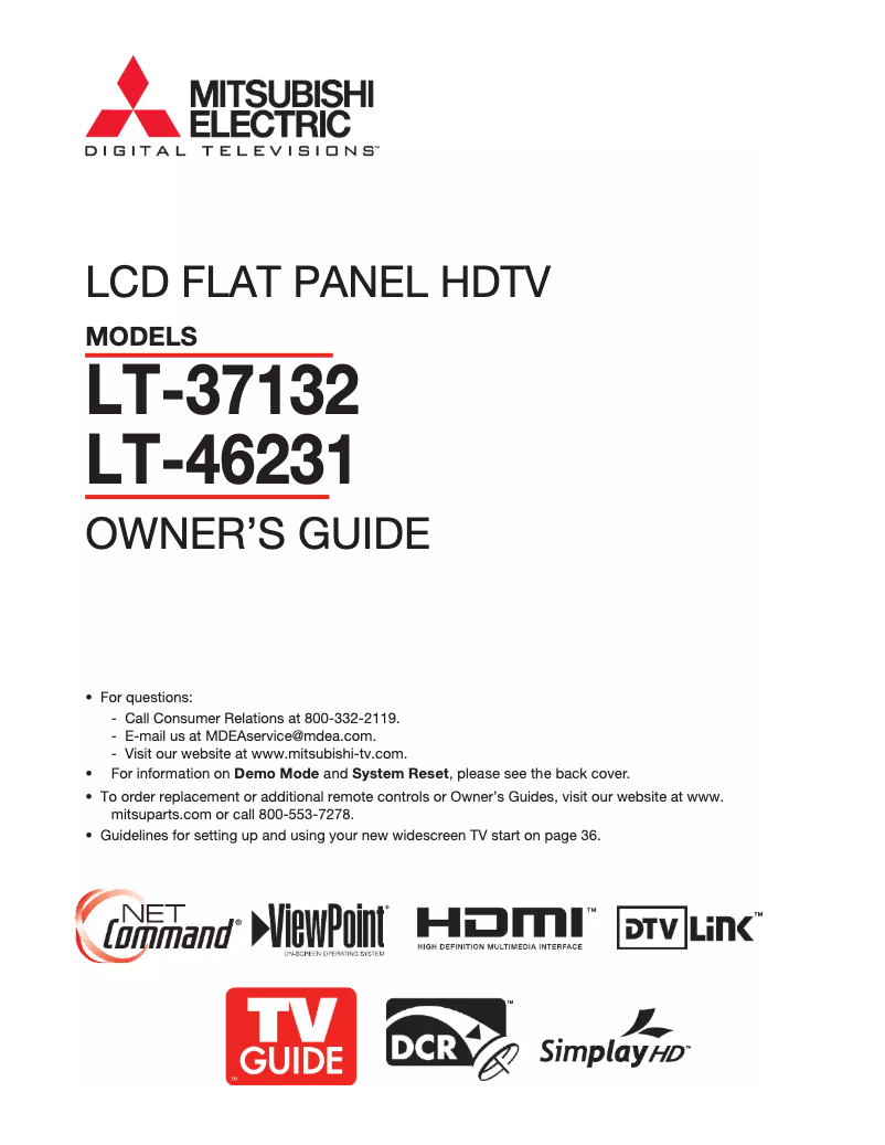 Page 1 de la notice Manuel utilisateur Mitsubishi LT-46231