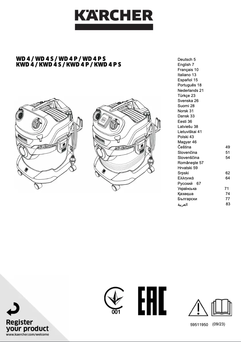 Página 1 del manual Manual de usuario Kärcher WD 4 V-20/5/22