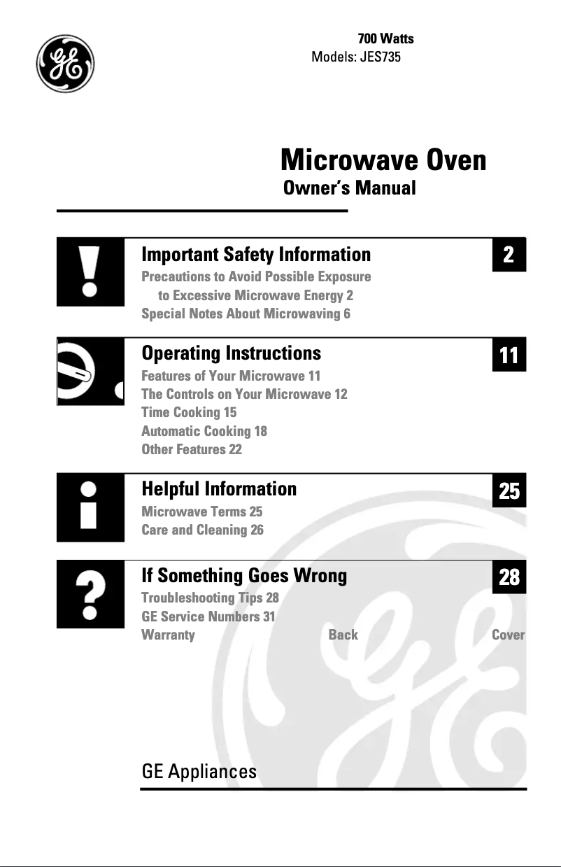 Page 1 de la notice Manuel utilisateur GE JES735WH