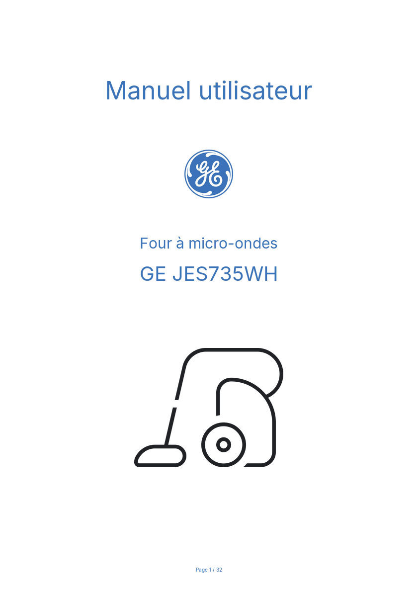 Page n°1 - Manuel utilisateur GE JES735WH
