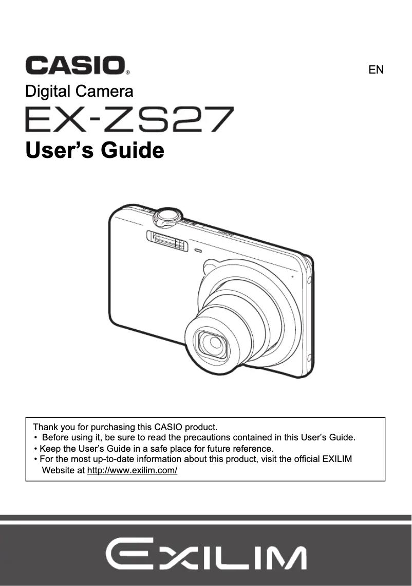 Page n°1 - Manuel utilisateur Casio Exilim EX-ZS27