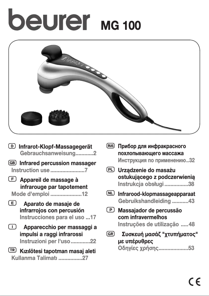 Page 1 de la notice Manuel utilisateur Beurer MG 100