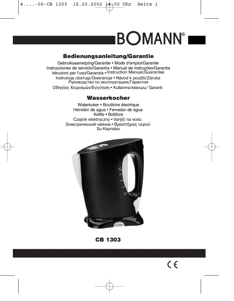 Page n°1 - Manuel utilisateur Bomann CB 1303