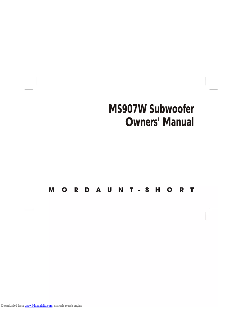 Page 1 de la notice Manuel utilisateur Mordaunt-Short MS907W
