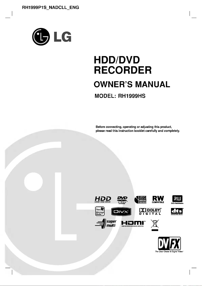 Page n°1 - Manuel utilisateur LG RH1999HS