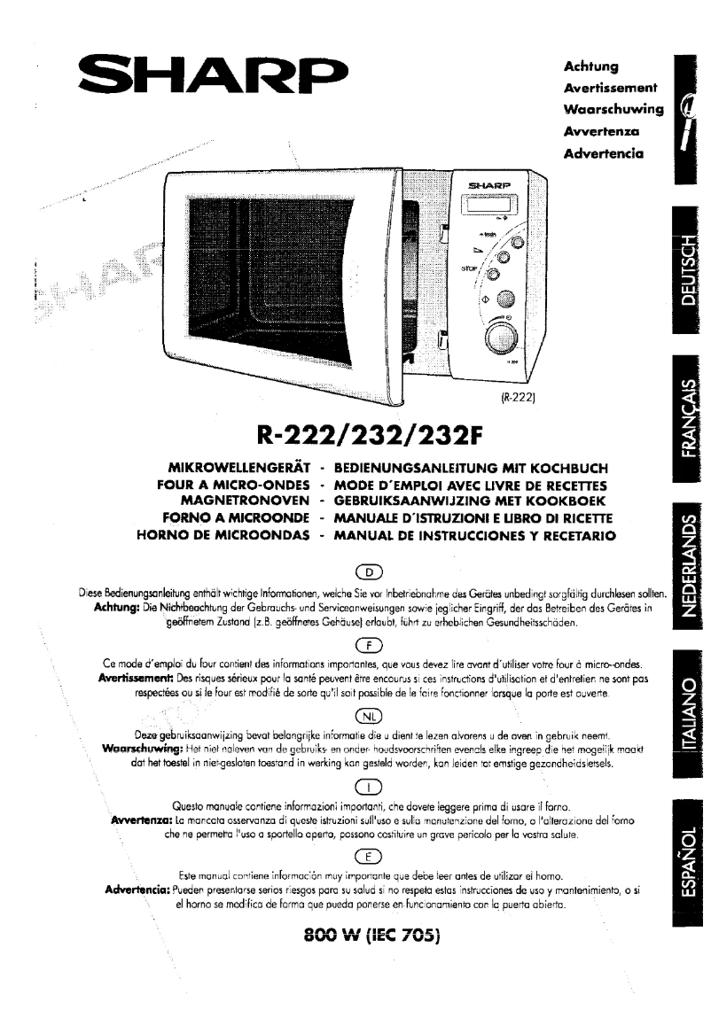 Page 1 de la notice Manuel utilisateur Sharp R-23233W