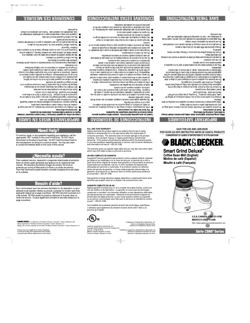 Image de la première page du manuel de l'appareil CBM7