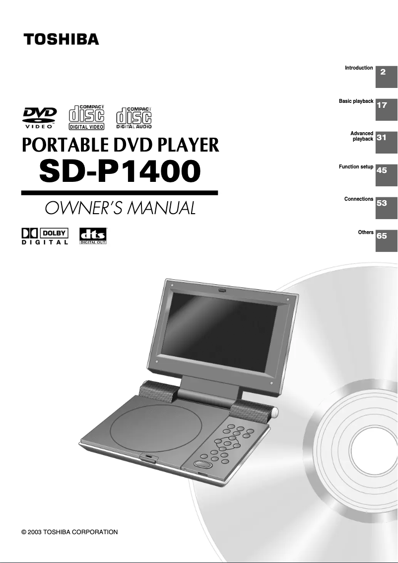 Page n°1 - Manuel utilisateur Toshiba SD-P1400