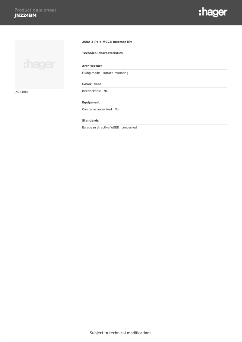 Page n°1 - Manuel utilisateur Hager JN224BM