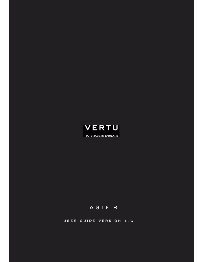 Page n°1 - Manuel utilisateur Vertu Aster