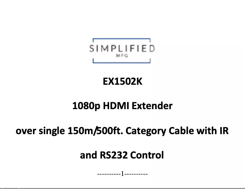 Page n°1 - Manuel utilisateur Simplified MFG EX1502K