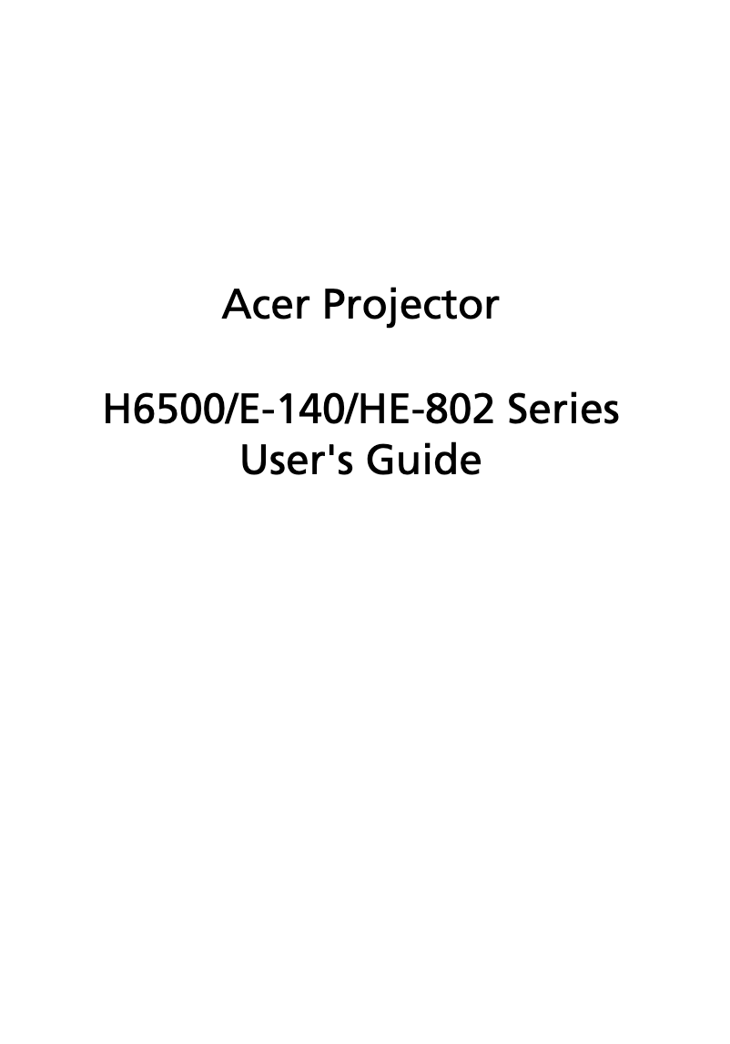 Page n°1 - Manuel utilisateur Acer H6500