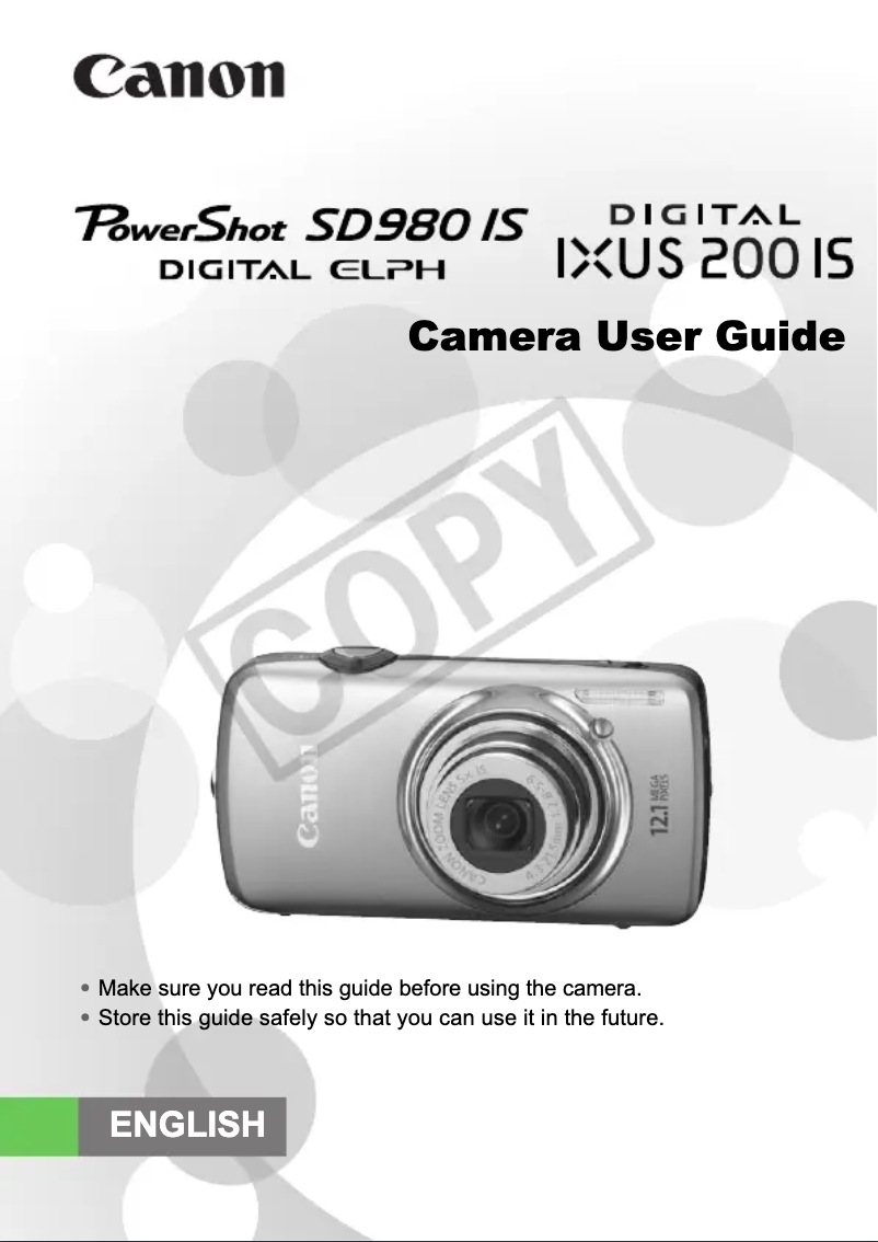 Page 1 de la notice Manuel utilisateur Canon PowerShot SD980 IS