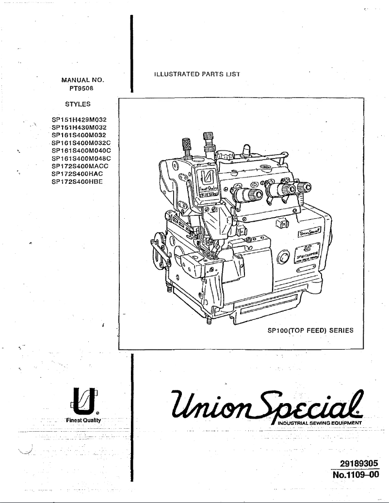 Page n°1 - Manuel utilisateur Union Special SP172S400MACC