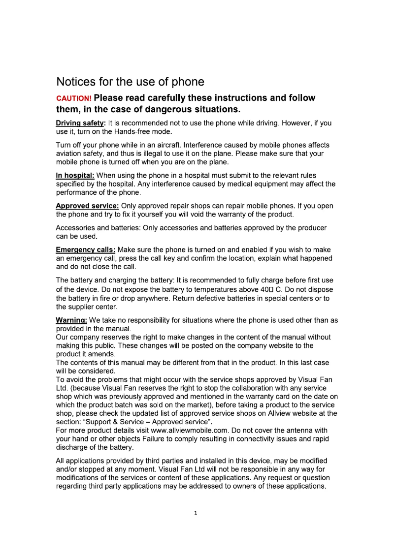 Page 1 de la notice Manuel utilisateur Allview X3 Soul Mini