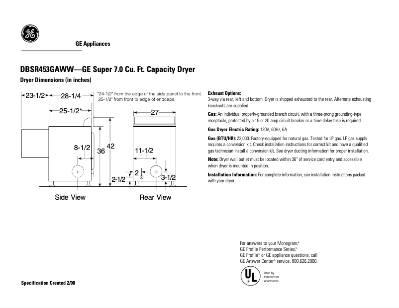 Image de la première page du manuel de l'appareil DBSR453GAWW