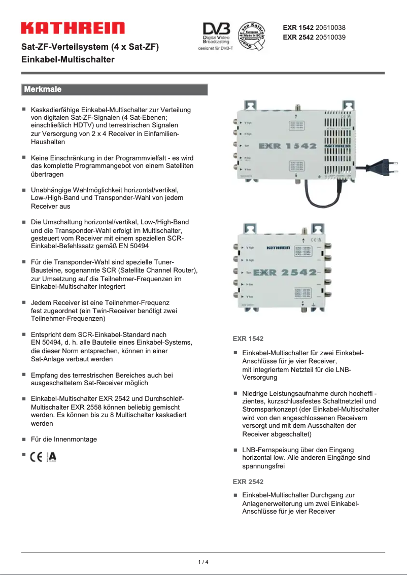 Page n°1 - Manuel utilisateur Kathrein EXR 1542