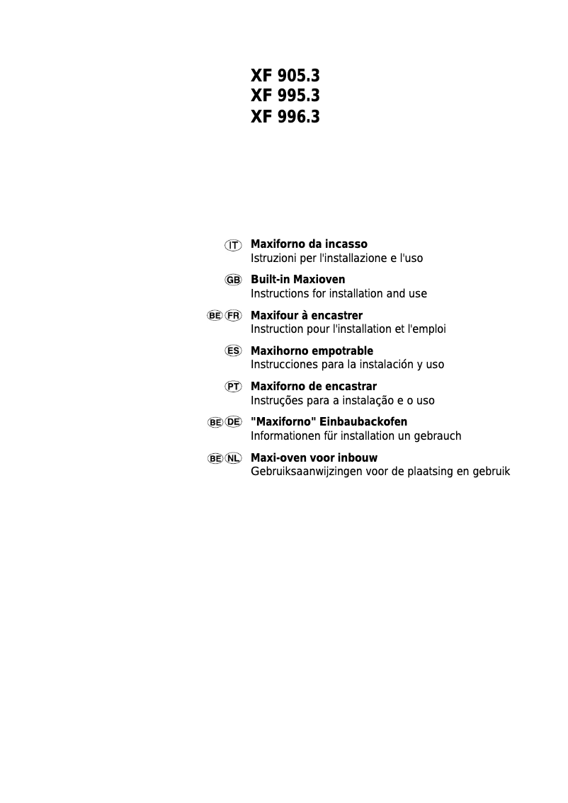 Page 1 de la notice Manuel utilisateur Ariston Thermo XF 995.3