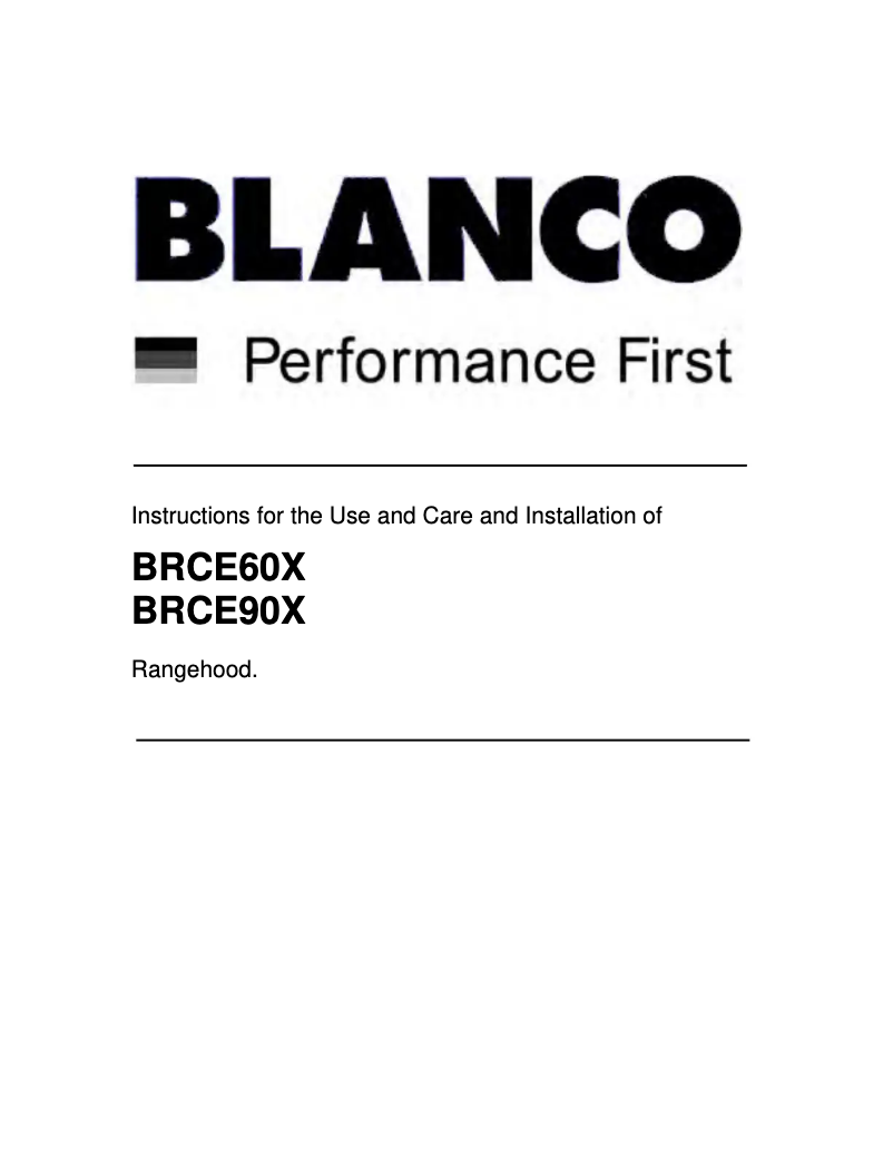 Page n°1 - Manuel utilisateur BLANCO BRCE90X