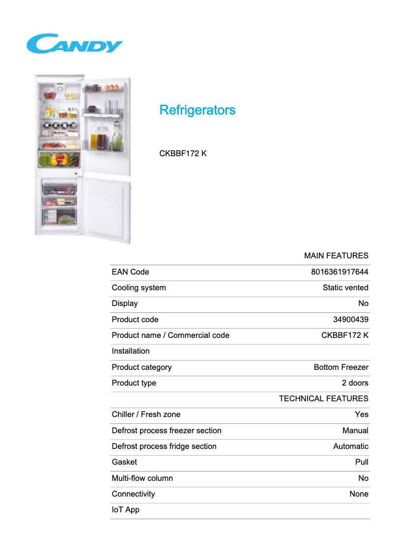 Image de la première page du manuel de l'appareil CKBBF172 K