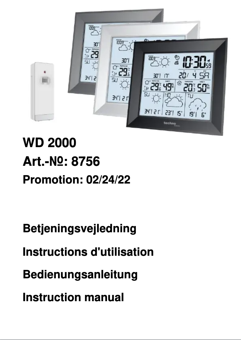 Page n°1 - Manuel utilisateur Techno Line WS 9422