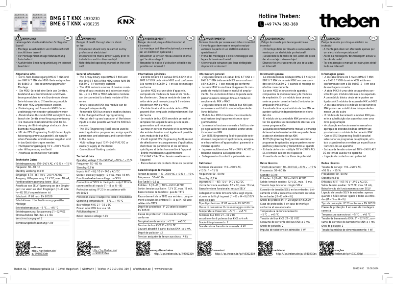 Page 1 de la notice Manuel utilisateur Theben BME 6 T KNX