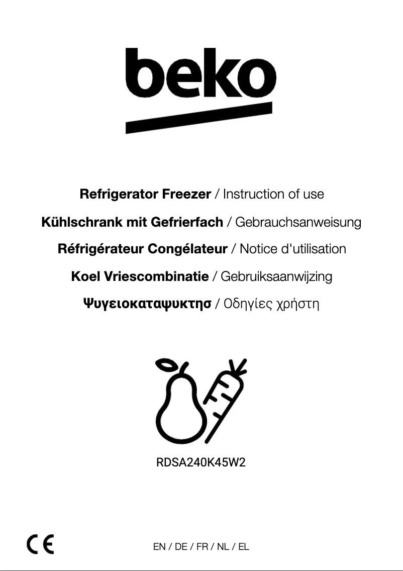 Page 1 de la notice Manuel utilisateur Beko RDSA240K45W2