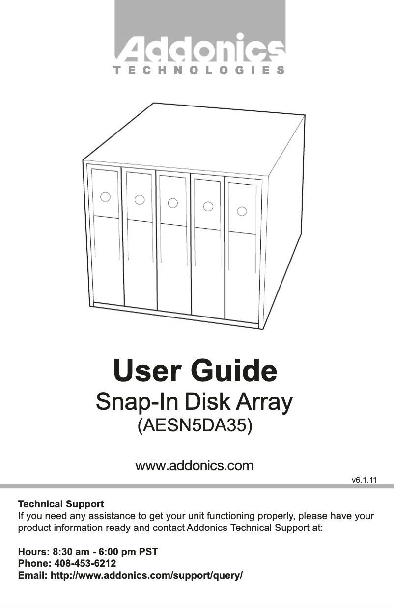 Page n°1 - Manuel utilisateur Addonics Snap-In