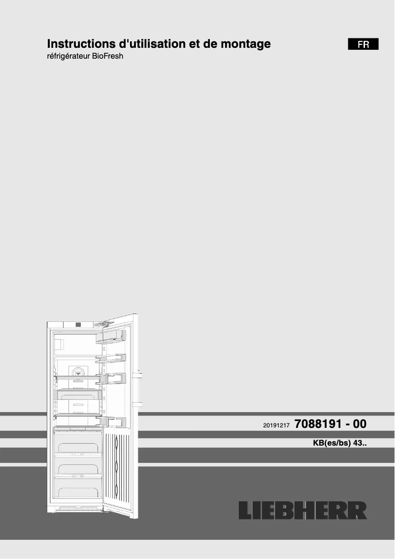 Page 1 de la notice Manuel utilisateur Liebherr KBes 4374 Premium