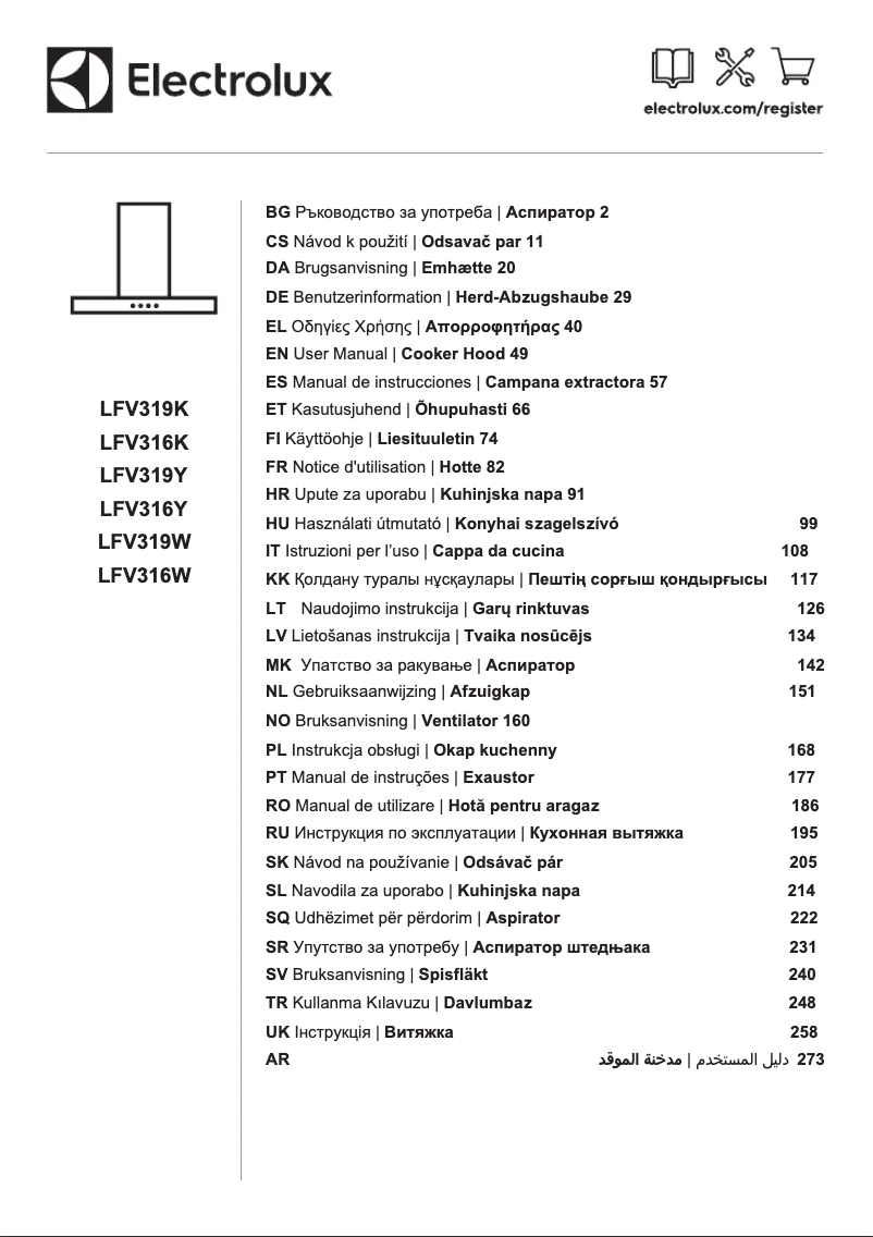 Page 1 de la notice Manuel utilisateur Electrolux LFV319Y