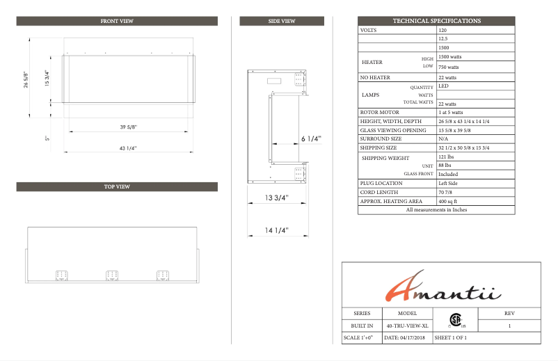Página 1 del manual Ficha técnica Amantii 40-TRU-VIEW-XL