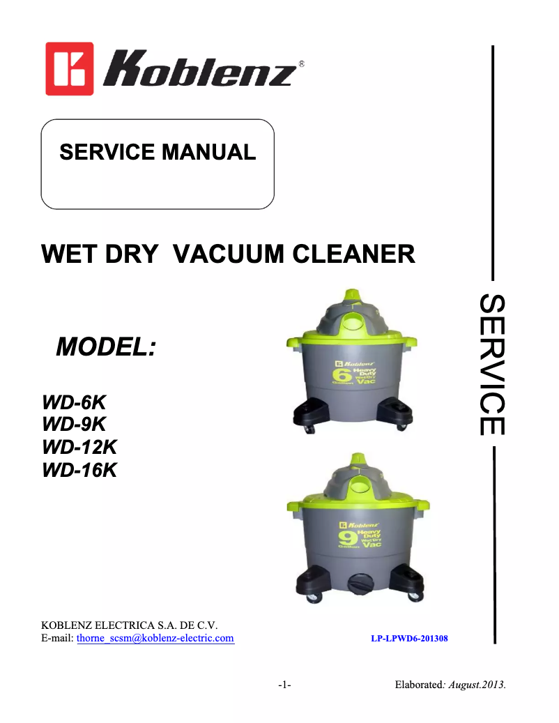 Page 1 de la notice Manuel utilisateur Koblenz WD-6K