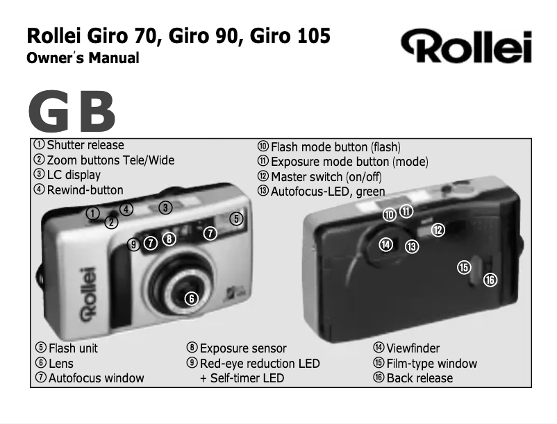Page n°1 - Manuel utilisateur Rollei Giro 105