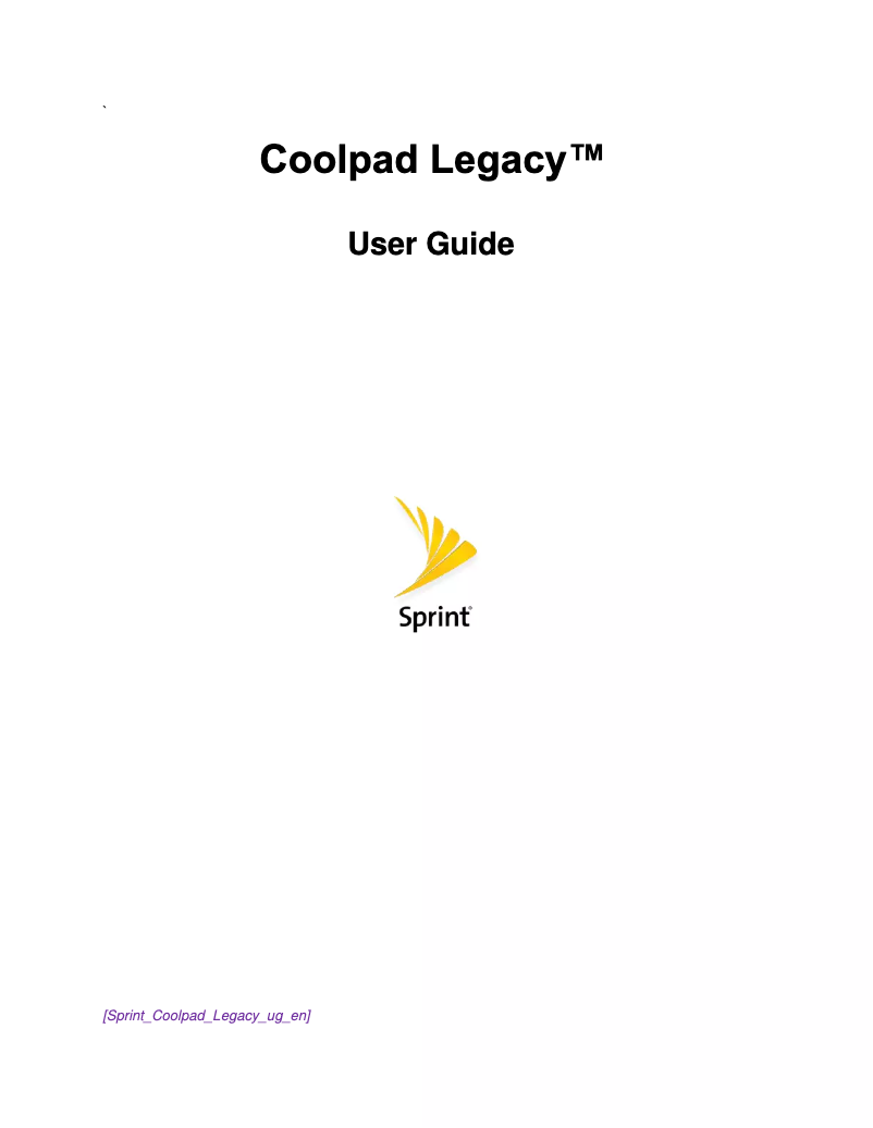 Page n°1 - Manuel utilisateur Coolpad Legacy 3705
