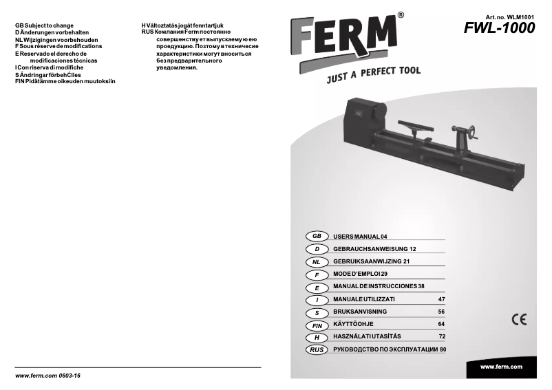 Page 1 de la notice Manuel utilisateur Ferm WLM1001