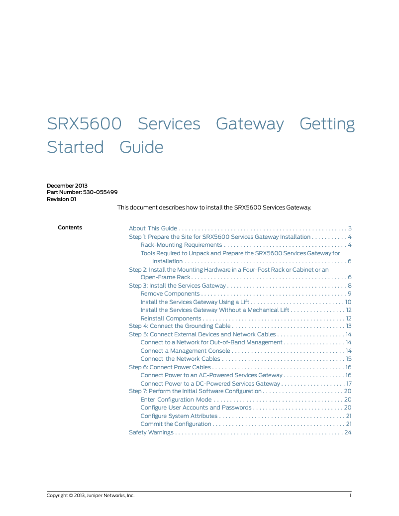Page 1 de la notice Manuel utilisateur Juniper SRX5600