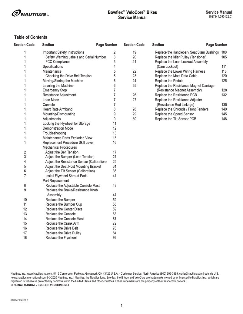 Image de la première page du manuel de l'appareil VeloCore