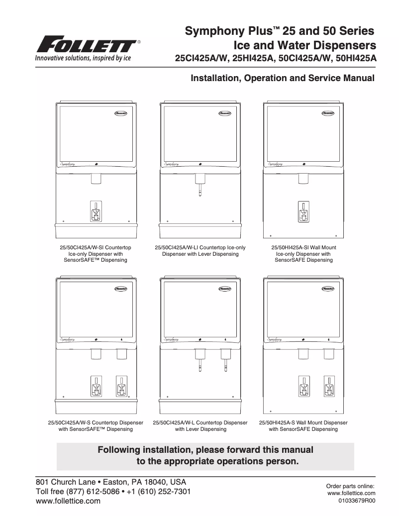 Image de la première page du manuel de l'appareil 25CI425A-S