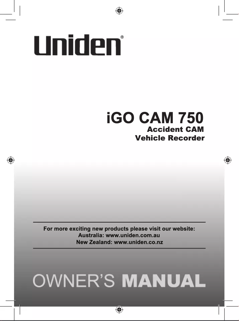 Image de la première page du manuel de l'appareil iGO CAM 750