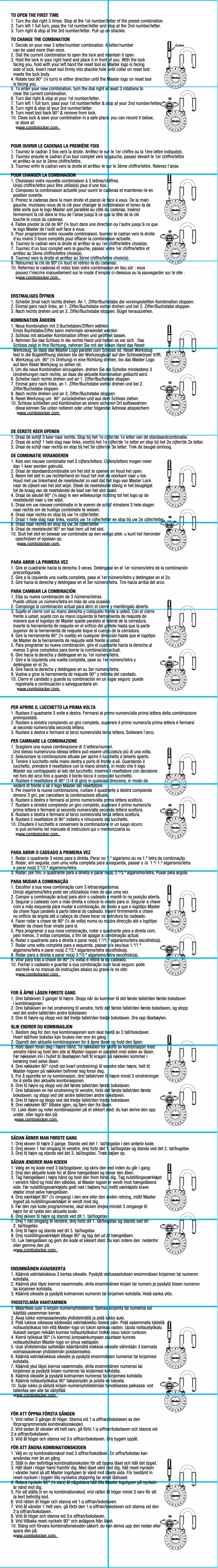 Page 1 de la notice Manuel utilisateur Master Lock 1590EURDCOL
