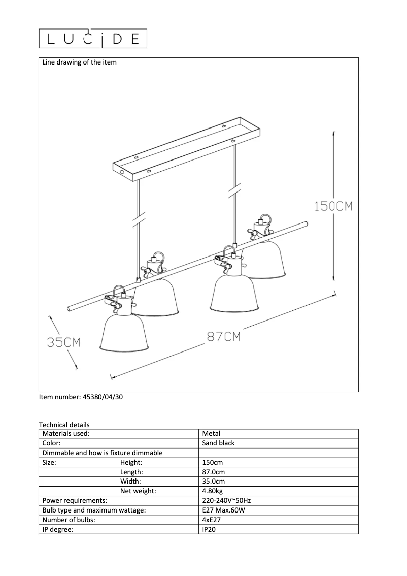Página 1 del manual Manual de usuario Lucide Pia 45380/04/30