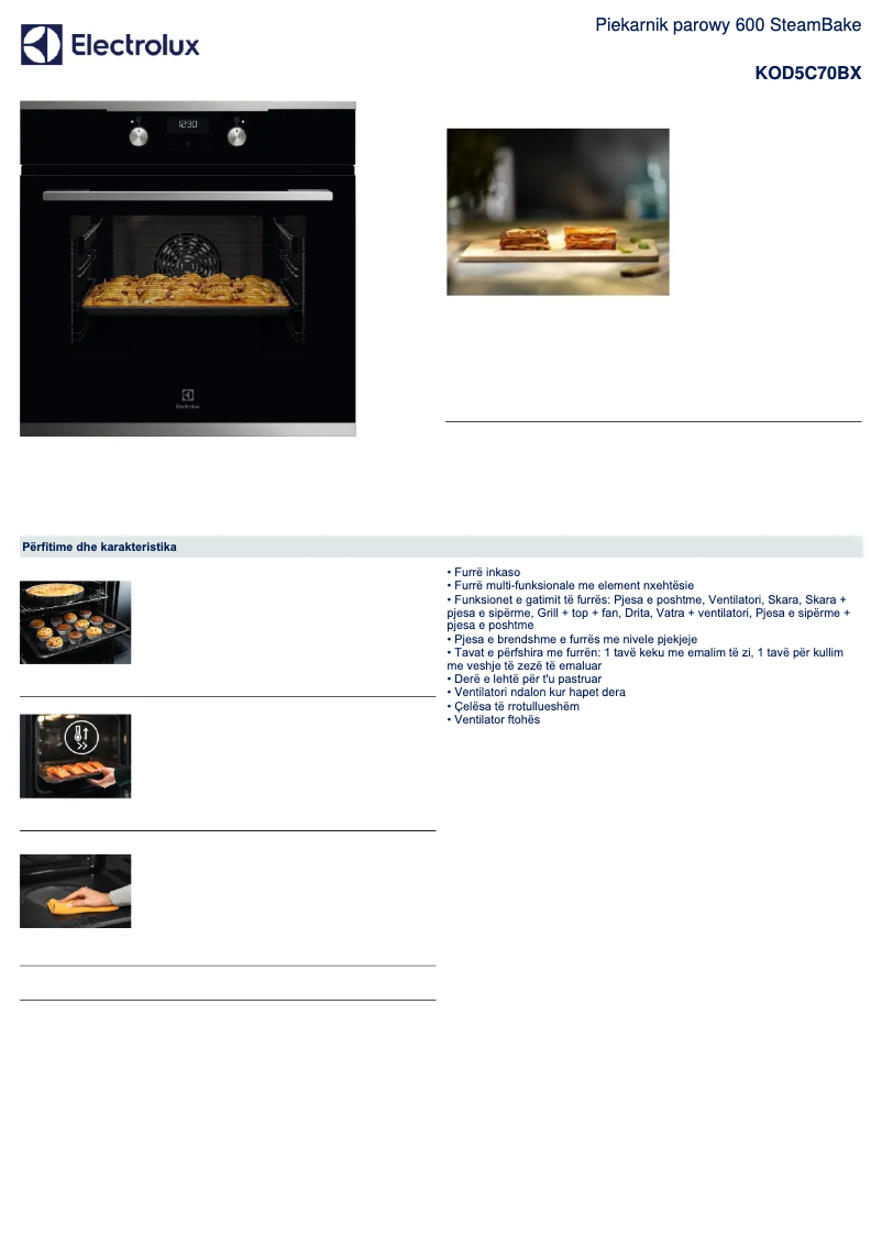 Page 1 de la notice Manuel utilisateur Electrolux KOD5C70BX