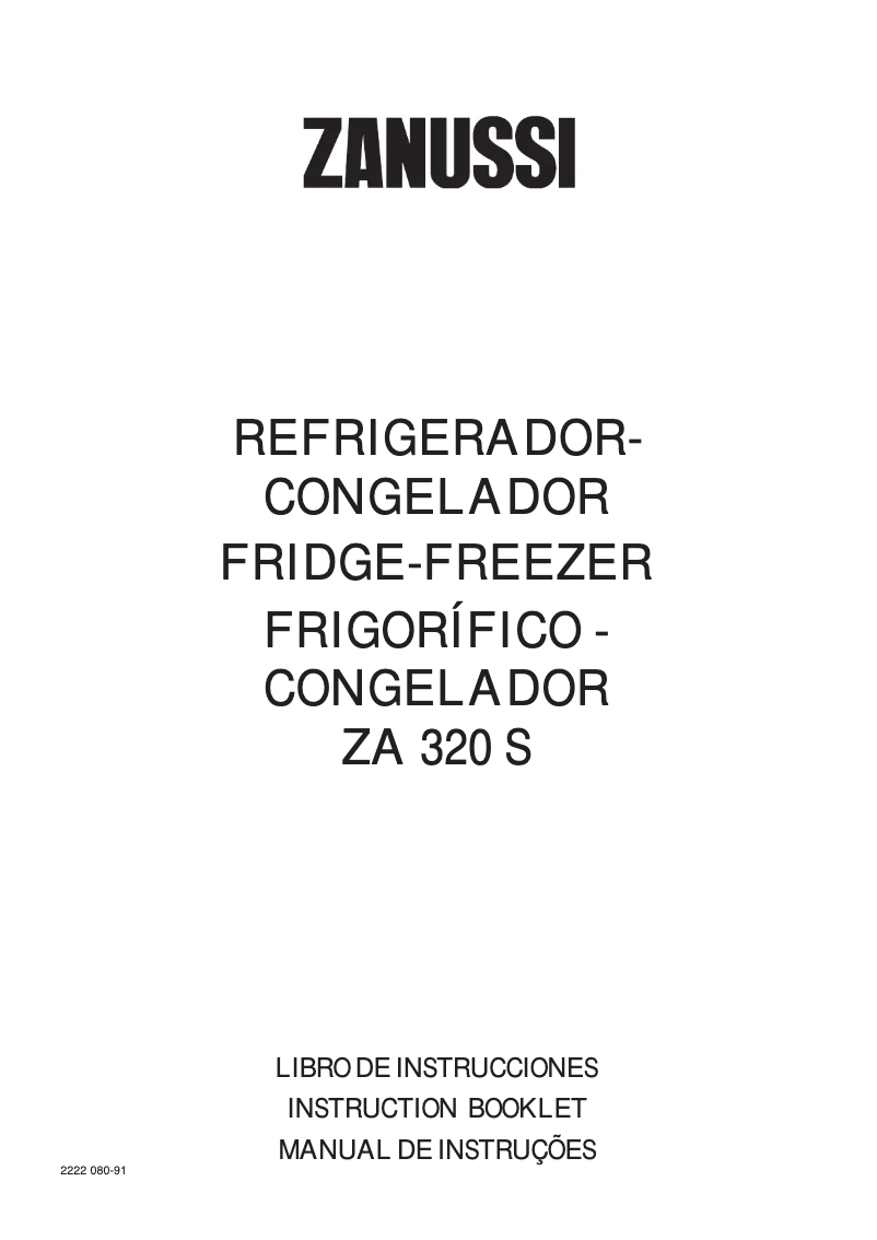 Page n°1 - Manuel utilisateur Zanussi ZA320S