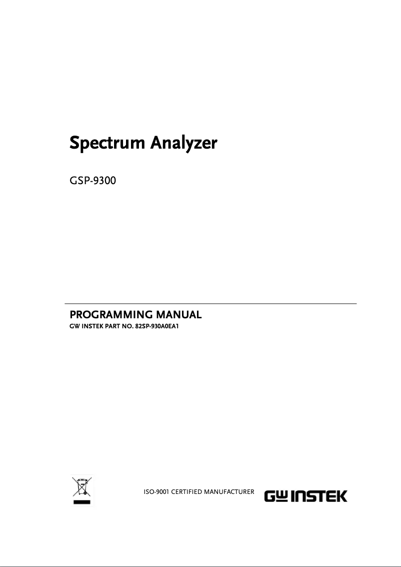 Page n°1 - Manuel utilisateur GW Instek GSP-9300