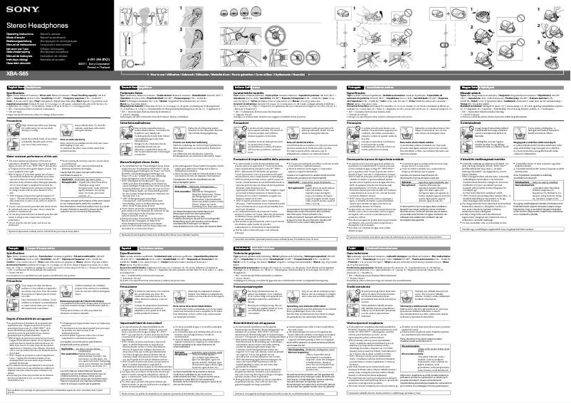 Page 1 de la notice Manuel utilisateur Sony XBA-S65