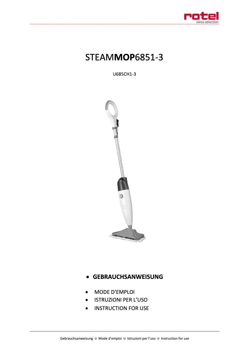 Page 1 de la notice Manuel utilisateur Rotel SteamMop 6851