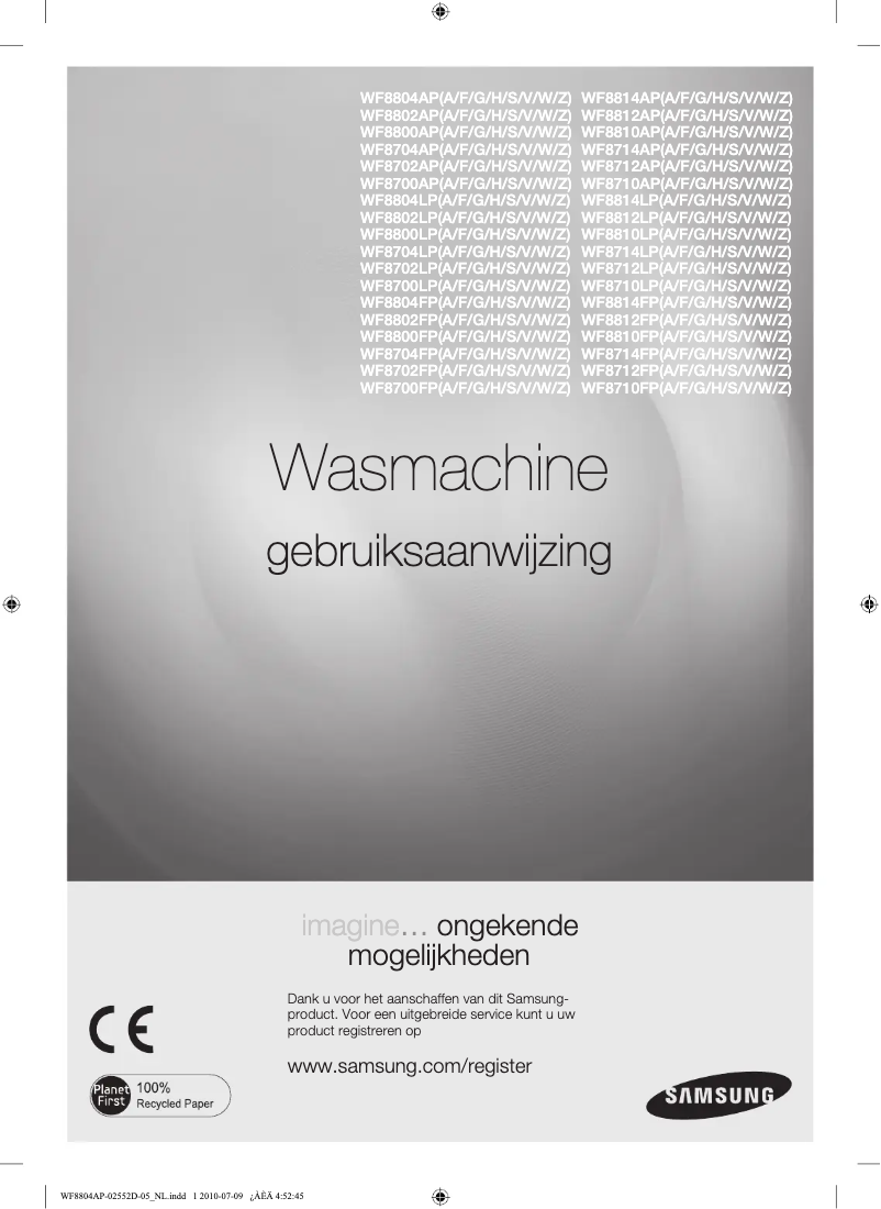 Page n°1 - Manuel utilisateur Samsung WF8700FP