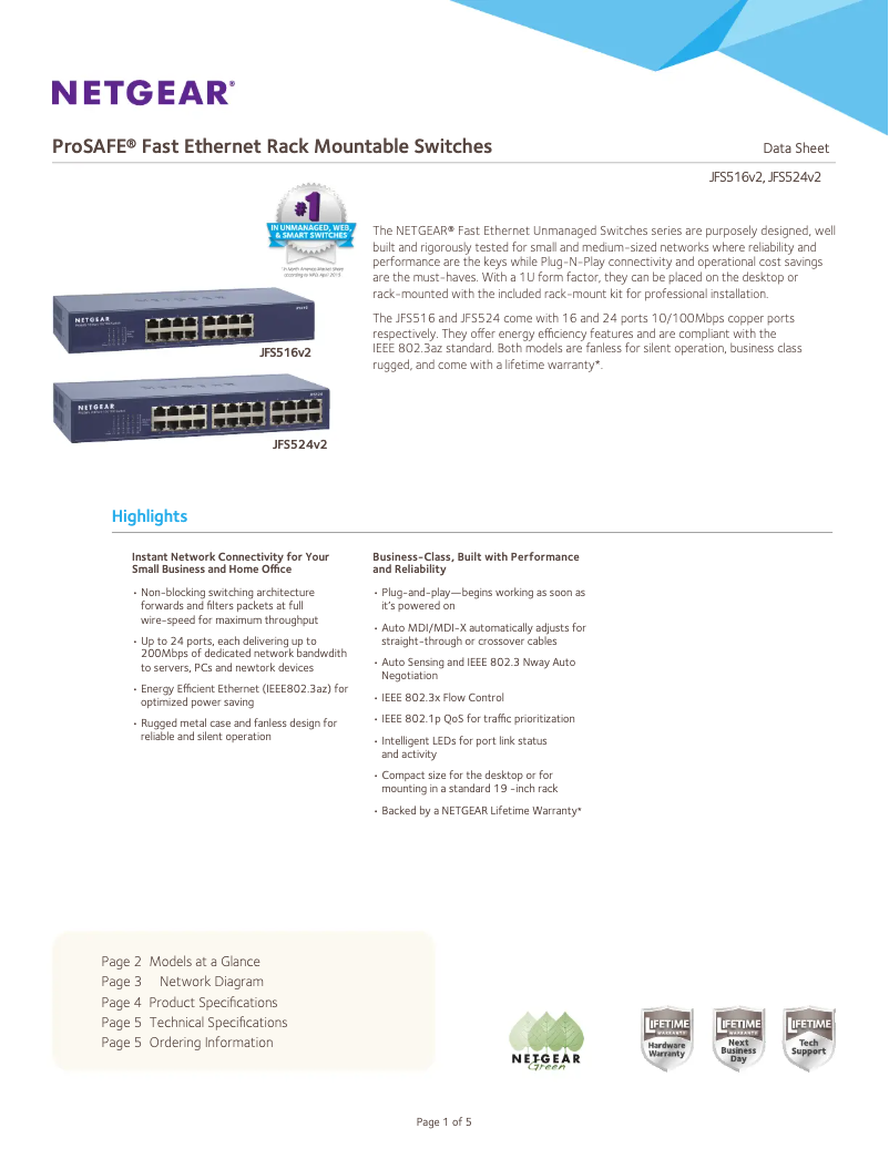 Page n°1 - Fiche technique Netgear ProSafe JFS524v2